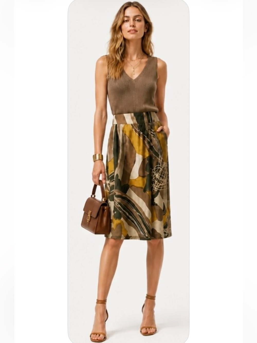 RACHEL ZOE Skirt Geometric Dirndl Gathered Flared Career
